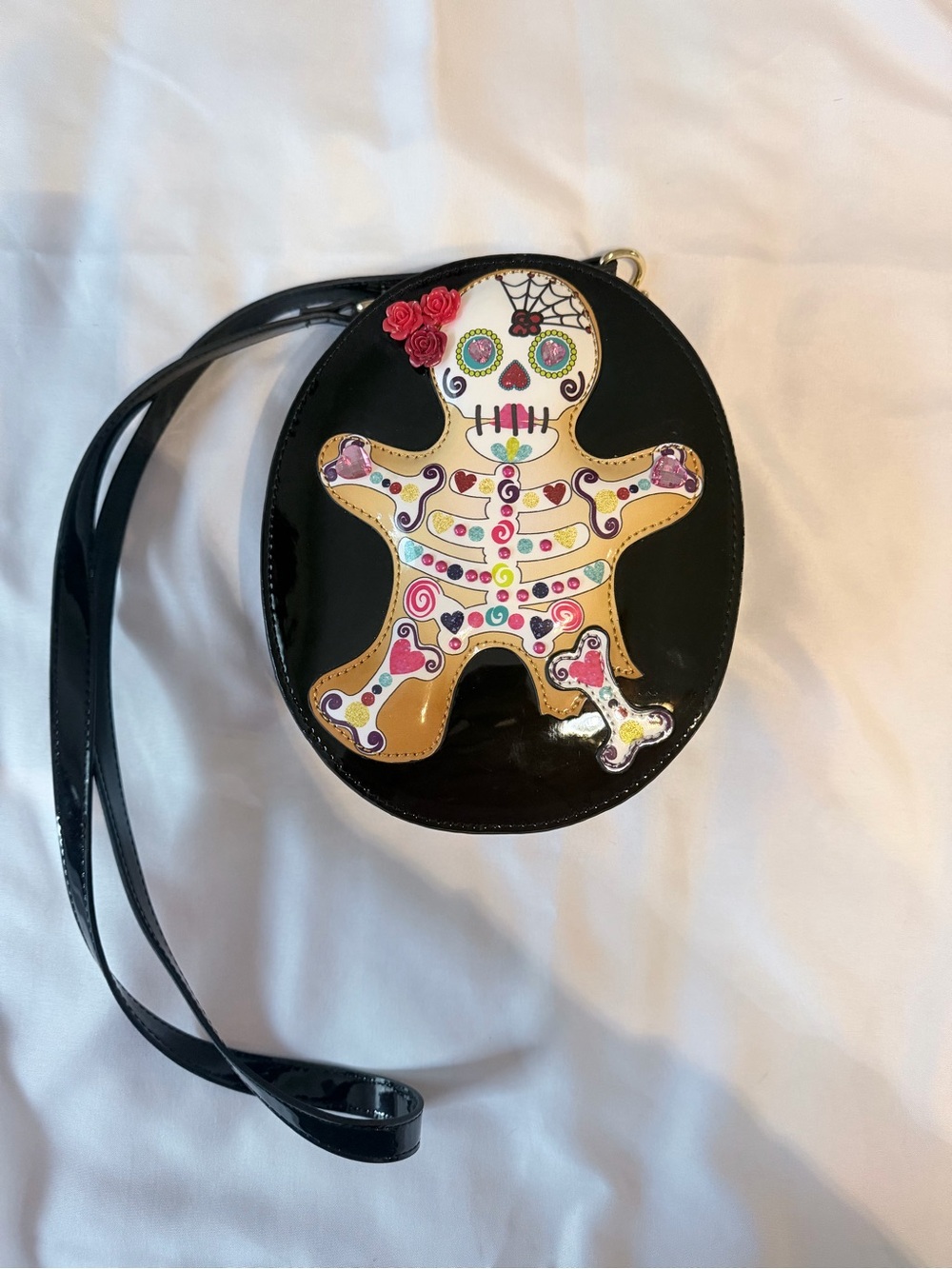 Betsey Johnson Black Patent Sugar Skull Gingerbread